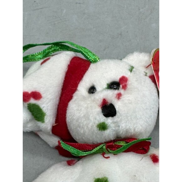 Ty Jingle Babies 1998 Holiday Teddy Bear Plush Collectible Whit Red Green READ - Picture 3 of 7